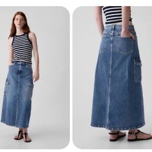 Gap Denim Cargo Midi Skirt